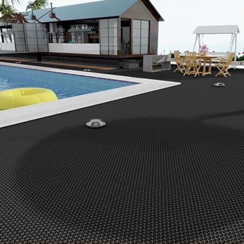 PVC Drainage Floor Mat Non-Slip Outdoor Indoor Wet Area Splash Mat 3FTx16.4FT - Black