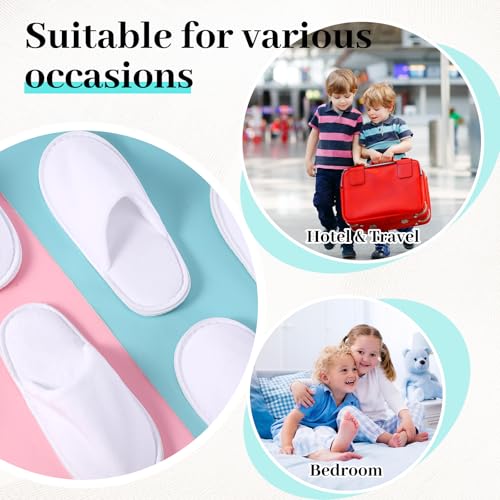 Kids Disposable Slippers Bulk 12 Pairs Large White Closed Toe Travel Footwear