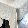 Rectangular Waterproof Jacquard Tablecloth 108x60 Inches - Milky White