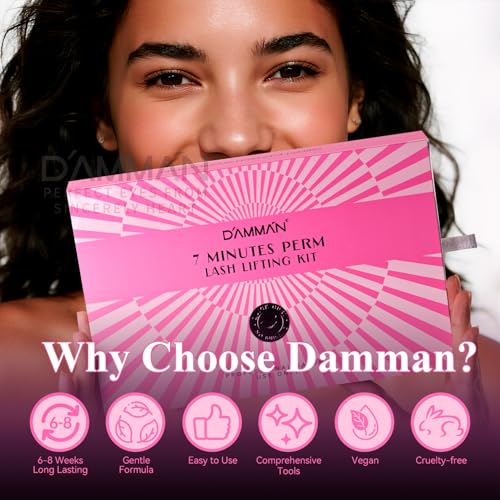 DAMMAN Lash Lifting Kit 7-9 Mins Long Lasting 6-8 Weeks Eyelash Perm Set Low Odor and Low Irritation Professional Eyelash Lifting Kit Natural Look Semi Permanaent Lash Lift Set