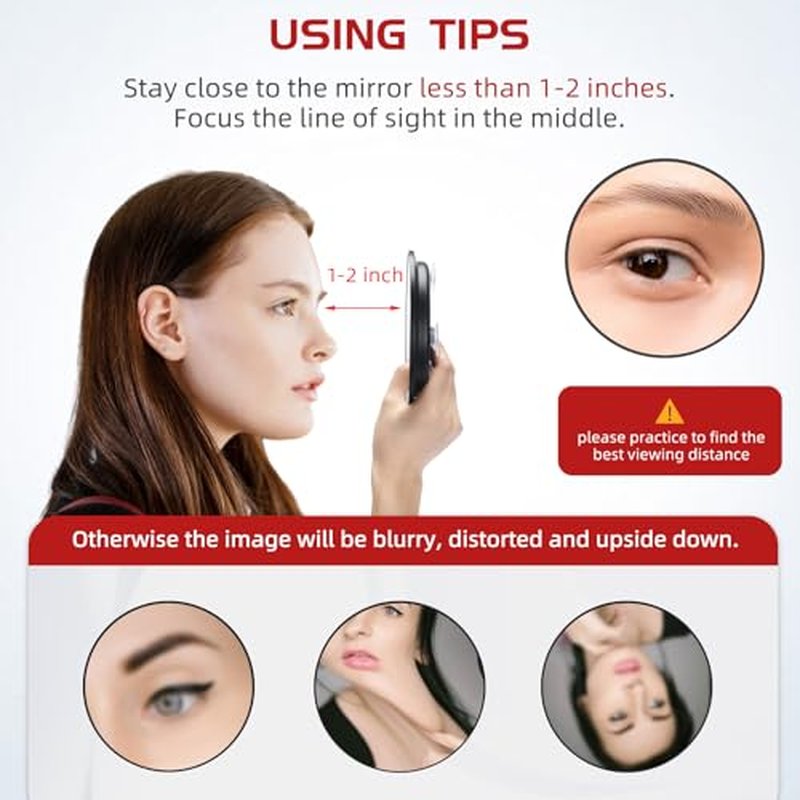 40X Magnifying Mirror with 3 Suction Cups, Magnified Makeup Mirror and Tweezers Set, Portable 6inch Travel Makeup Mirror with 40X Powerful+ Magnification for Makeup, Shaving, Blackhead Blemish Removal