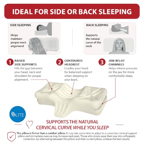 Ergonomic Cervical Pillow for Neck Pain Relief - White, Average, Firm Support