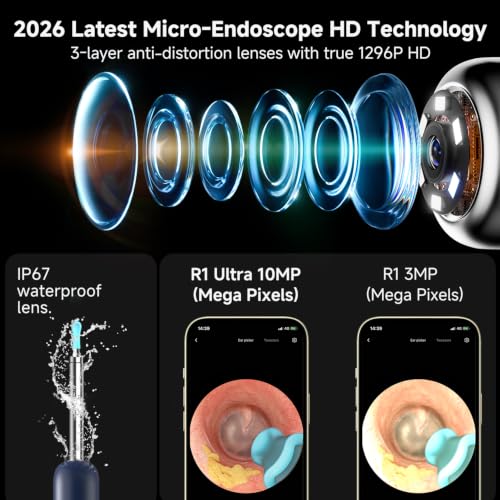 BEBIRD R1 Ultra Ear Wax Removal Kit with 1296P HD Ear Camera – Blue