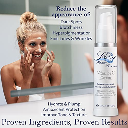 Luxiny Vitamin C Face & Neck Moisturizer with Jojoba & Squalane - Anti-Aging, Hyperpigmentation Reduction, Day & Night Hydrating Cream