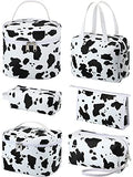 Set of 6 Cow Print Travel Makeup Bags Waterproof Cosmetic Organizer