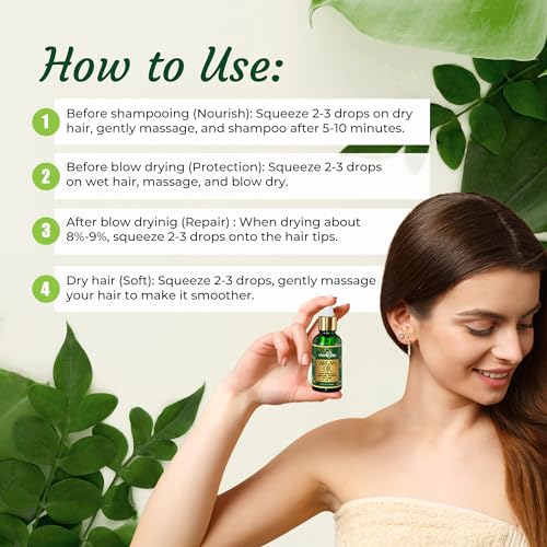 Herbishh Moroccan Argan Hair Oil Serum 1 Fl Oz Pack of 3 - Frizz Control & Heat Protectant