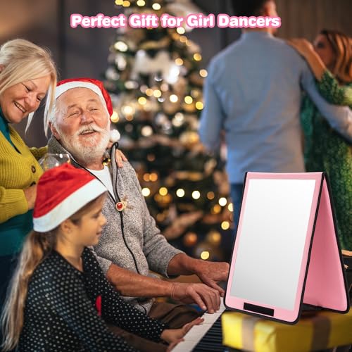 Pink Full Length Portable Dance Mirror - 33x13 Inch Travel & Foldable