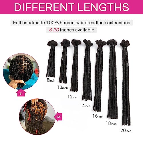 Orientdreads Handmade Human Hair Dreadlock Extensions Natural Black 0.8cm Thick 6in 20 Strands
