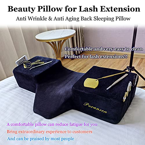 Black Lash Pillow for Eyelash Extensions, Ergonomic Memory Foam Neck Support
