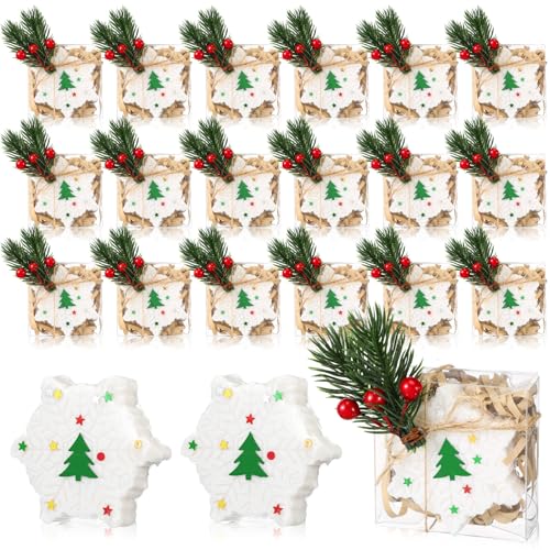 20 Pack Christmas Mini Soap Favors Bulk Handmade Christmas Scented Soap Wedding Party Favors Gifts Baby Shower Bridal Shower Gifts for Guests(2.3 x 2.3 Inch,Snowflake)