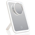 Rechargeable LED Travel Makeup Mirror with 3 Color Settings & 10x Detachable Magnifier