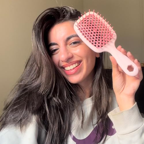 FHI Heat UNbrush and UNbrush Mini - Peony Light Pink Detangling Hairbrush Set