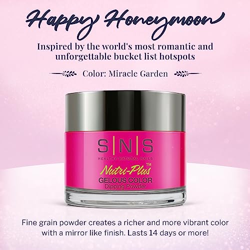 SNS Nail Dip Powder, Gelous Color Dipping Powder - Miracle Garden (Pink/Fuchsia, Cream) - Long-Lasting Dip Nail Color Dip Nail Color Lasts 14 Days - Low Odor & No UV Lamp Needed - 1.5 Oz