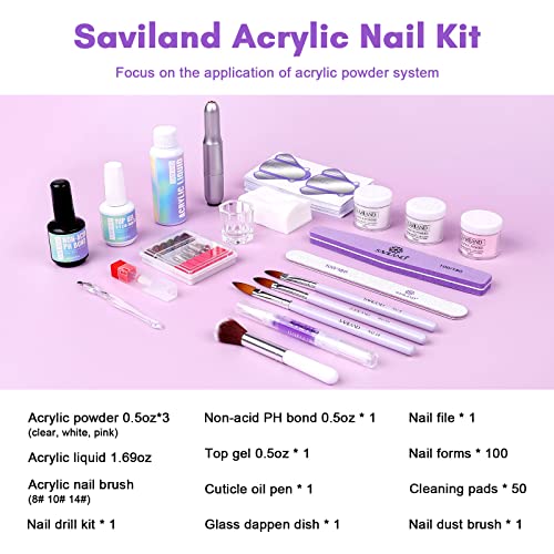 Acrylic Nail Kit with Drill and Liquids for Home Use - UV Stable, Long-Lasting Manicure Set
