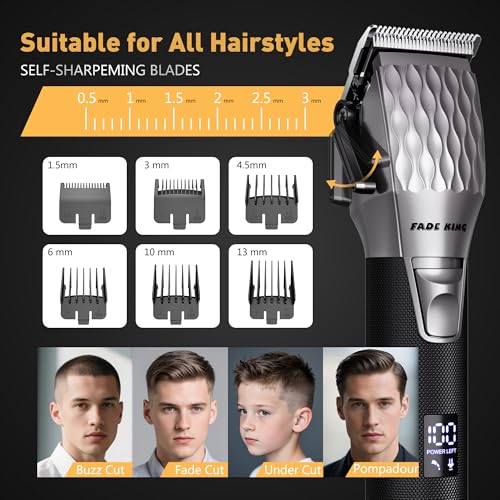FADEKING¢ç Cordless Hair Clippers and Beard Trimmer for Men, Professional Barber Kit for Hair Cutting and Beard Styling, Premium Grooming Gift for Men