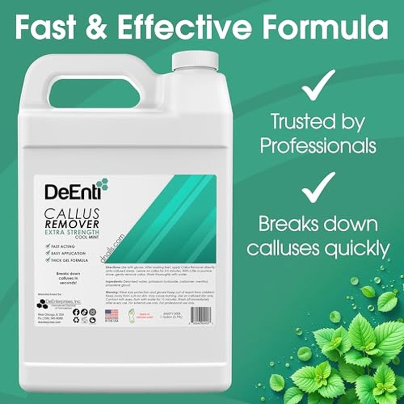 Callus Remover for Feet, Extra Strength Foot Callus Remover Gel, 128oz Gallon Salon Grade Bulk Pedicure Supplies for Dry Skin, Cracked Heel, Professional Strength Foot Care, Cool Mint