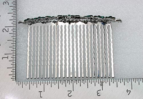 Teal Rhinestone Floral Hair Comb for Weddings & Special Occasions - Faship