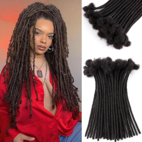 Dreadlock Extensions for Men Women 14 Inch 0.4cm 10 Strands Natural Black Handmade Locs