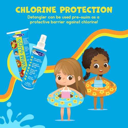 TRISWIM Kids Swim Care Bundle with Sweet Persimmon Scent - 8.5 oz Shampoo & 8 oz Detangler Spray