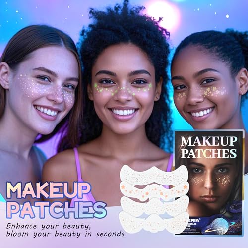 VANERIA Glitter Freckles Face Tattoo 8 Counts,Sparkle Freckles,Waterproof Long Lasting,Freckle Makeup for Festivals,Parties and Cosplay,Face Glitter for Women(Gold Freckles)