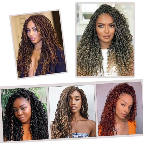 Vemet Goddess Locs Crochet Hair 24 Inch - 9 Packs, Boho Faux Locs, Natural Synthetic Fibers