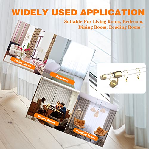 Gold 4FT Acrylic Curtain Rod Set for 48-Inch Windows - Clear Drapery Rod with Brackets