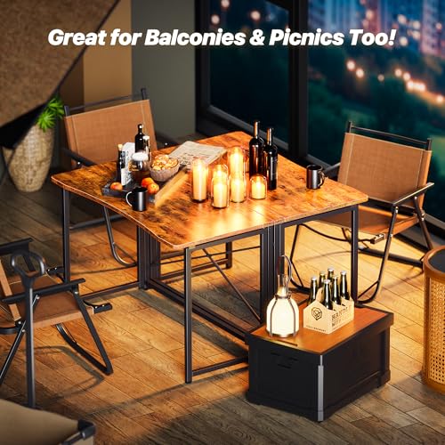 Huuger 39.4 Inch Foldable Computer Desk with Rustic Brown Finish - Compact Small Space Table