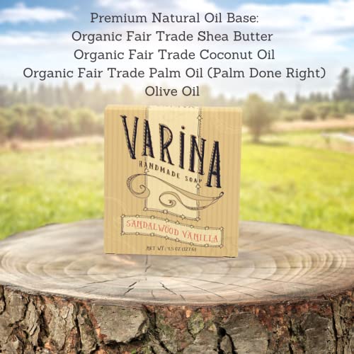 Varina Sandalwood Vanilla Bar Soap 4.5 oz - Natural Handmade Cleansing 3 Pack