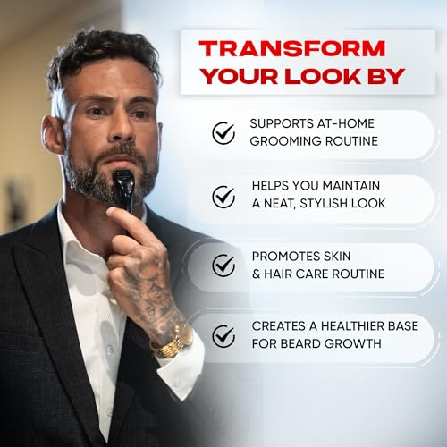 Beard Care Roller for Men ? Titanium Grooming Tool & Scalp Care Kit, Supports Fuller-Looking Beard Look, Ergonomic Handle, Daily Grooming Essential, Valentines Day Gift for Him