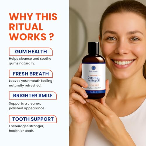 Coconut Oil Pulling Mouthwash 3 Pack - 24 Fl Oz Cocomint Flavor, Organic Ayurvedic Oral Rinse