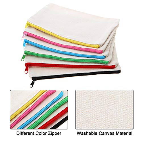 Frienda 18 Pcs Canvas Makeup Bags with Zipper - Large Multipurpose Cosmetic Organizer Set
