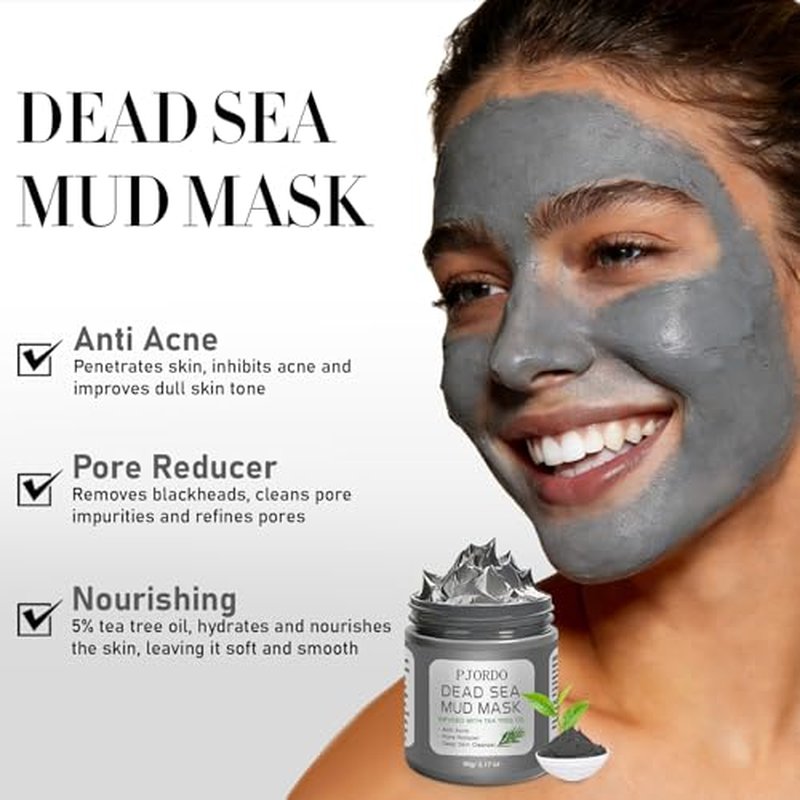 4 Pcs Clay Mask for Face(360g in total), Turmeric Vitamin C, Dead Sea Mud, Green Tea, Avocado, Rose, Facial Clay Mask Set, Face Mask Skin Care, Facial Skin Care Gifts Set for Her, 3.17 Oz Each