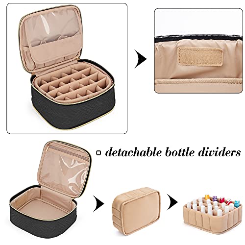 LUXJA Detachable 2 Layers Nail Polish Organizer - Hold 40 Bottles (15ml - 0.5 fl.oz), Nail Polish Case with Tools Storage Pockets (Patented), Black
