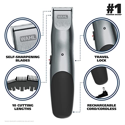 Wahl Groomsman Beard Trimmer Corded & Cordless with Silver/Black Finish
