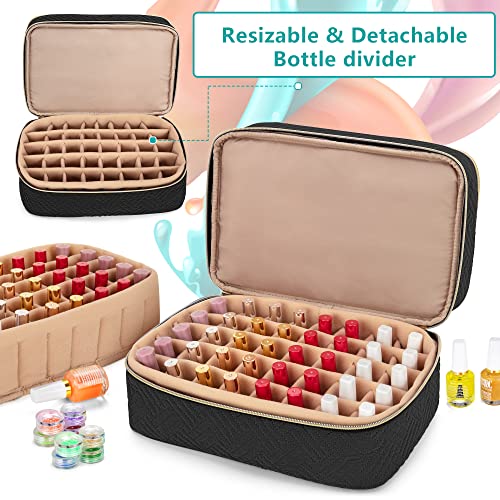 BAFASO Nail Polish Organizer Holds 40 Bottles - Black, Resizable Divider