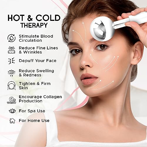 Ice Globes for Facials | Unbreakable Steel Cooling Roller | Cryo Sticks for Face | Massager for Face Neck & Eyes | Skin Care for Dark Circles, Puffiness, (STEEL 360 Rotating) (STELL l360 Rotating)
