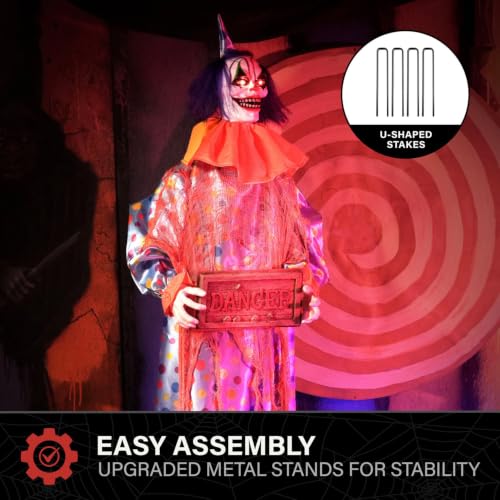 5.5-Ft. Jump Scared Clown Halloween Animatronic - 65 Inch Version