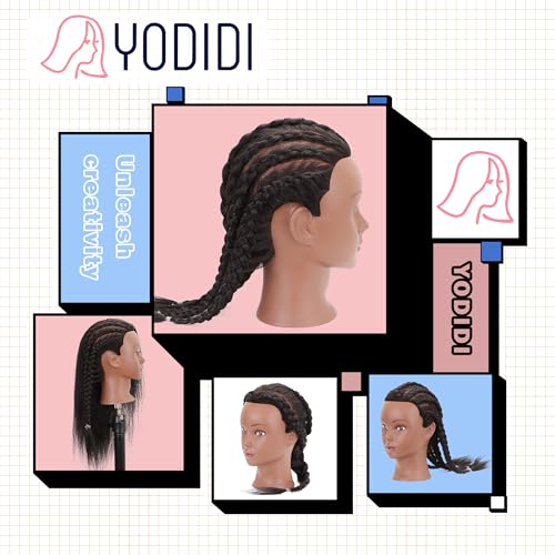 YODIDI 16-Inch Human Hair Mannequin Head for Hair Styling & Practice