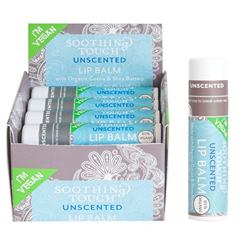 Soothing Touch Unscented Vegan Lip Balm 0.25oz Pack of 12 – Moisturizing & Repairing