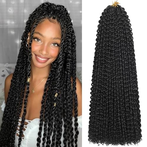 24 Inch Passion Twist Crochet Hair - 8 Packs Water Wave Braiding Extensions - Black 1B#