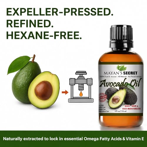 Mayan's Secret - Avocado Oil For Hair and Skin - Natural Dry Skin Face Moisturizer - Collagen Boosting for Aging Skin Combat Fine Lines and Wrinkles