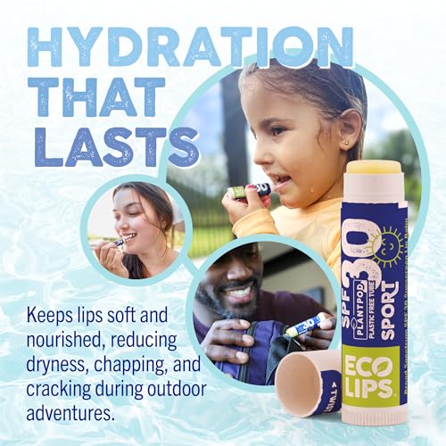 Eco Lips Classic Sport SPF 30 Broad Spectrum Sunscreen Lip Balm ? 6-Pack (Classic Vanilla) | Organic Moisturizing Lip Protection | Made in USA, Cruelty-Free Outdoor Lip Care