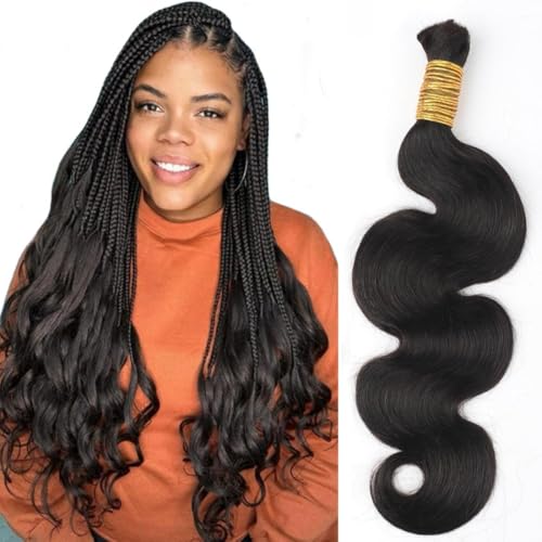 16 Inch Human Braiding Hair Body Wave Bulk for Boho Braids - No Weft, 100g