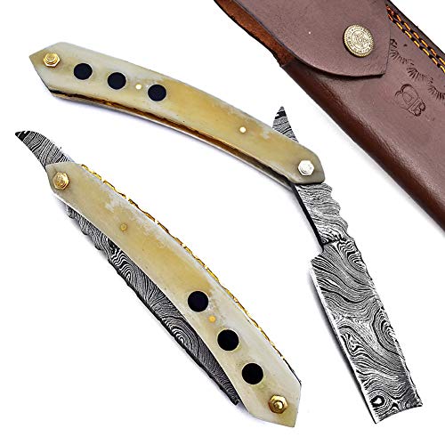 R-79 Custom Hand Made Damascus Steel Straight razor Folding Razor With Shaving Ready Classic Barber Blade Edge