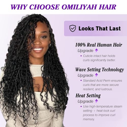 Omiliyah 18 Inch Water Wave Human Hair Bundles - Spiral Curly Ends, 120g, 2 Bundles, Natural Black