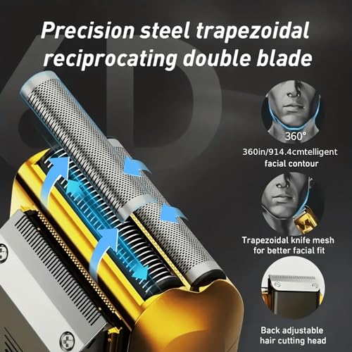 Electric Foil Shaver for Men, 2-in-1 Razor & Trimmer, Rechargeable