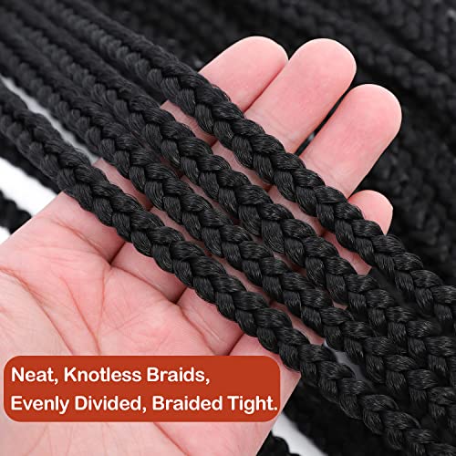 20 Inch Box Braids Crochet Hair Pre Looped for Black Women - 6 Packs, 1B
