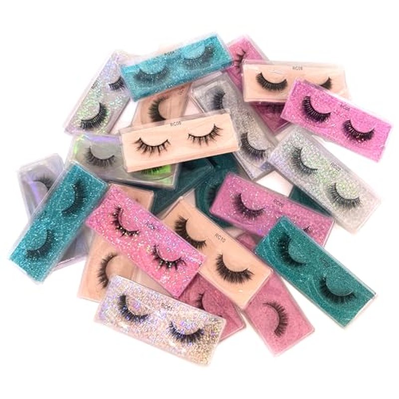 10 Pairs False Eyelashes Natural, Wholesale 5D Fuffy Volume Lashes, Faux Mink Eyelash Bulk with Portable Boxes