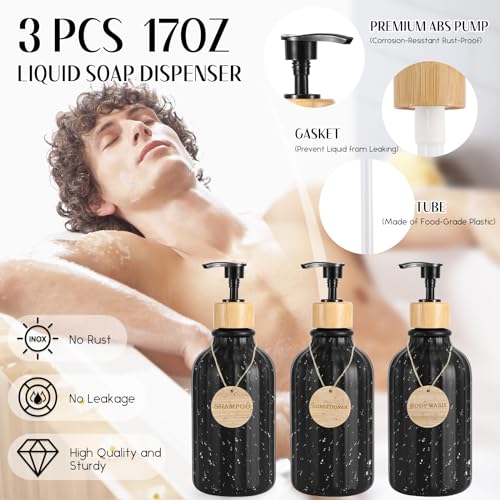 Black Bathroom Set with Shower Curtain and Rugs - 32PCS Toilet Accessories Including Trash Can & More - Variation: Bath Set + Shower Curtain + Bath Rugs
