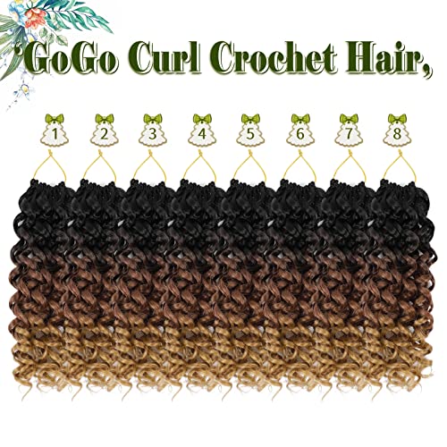 Vomella GoGo Curl Crochet Hair 8 Packs Water Wave 10 Inch Short Curly Synthetic Extensions - Natural Look, Easy Install, Black Women